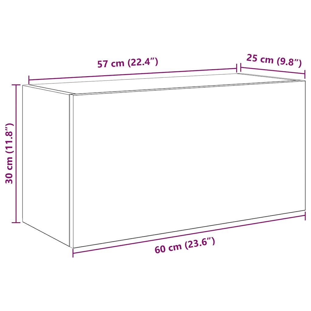 Armoire murale de salle de bain gris béton 60x25x30 cm en bois