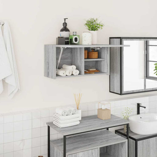 Bad-Wandschrank Grau Sonoma 60x25x30 cm Holzwerkstoff