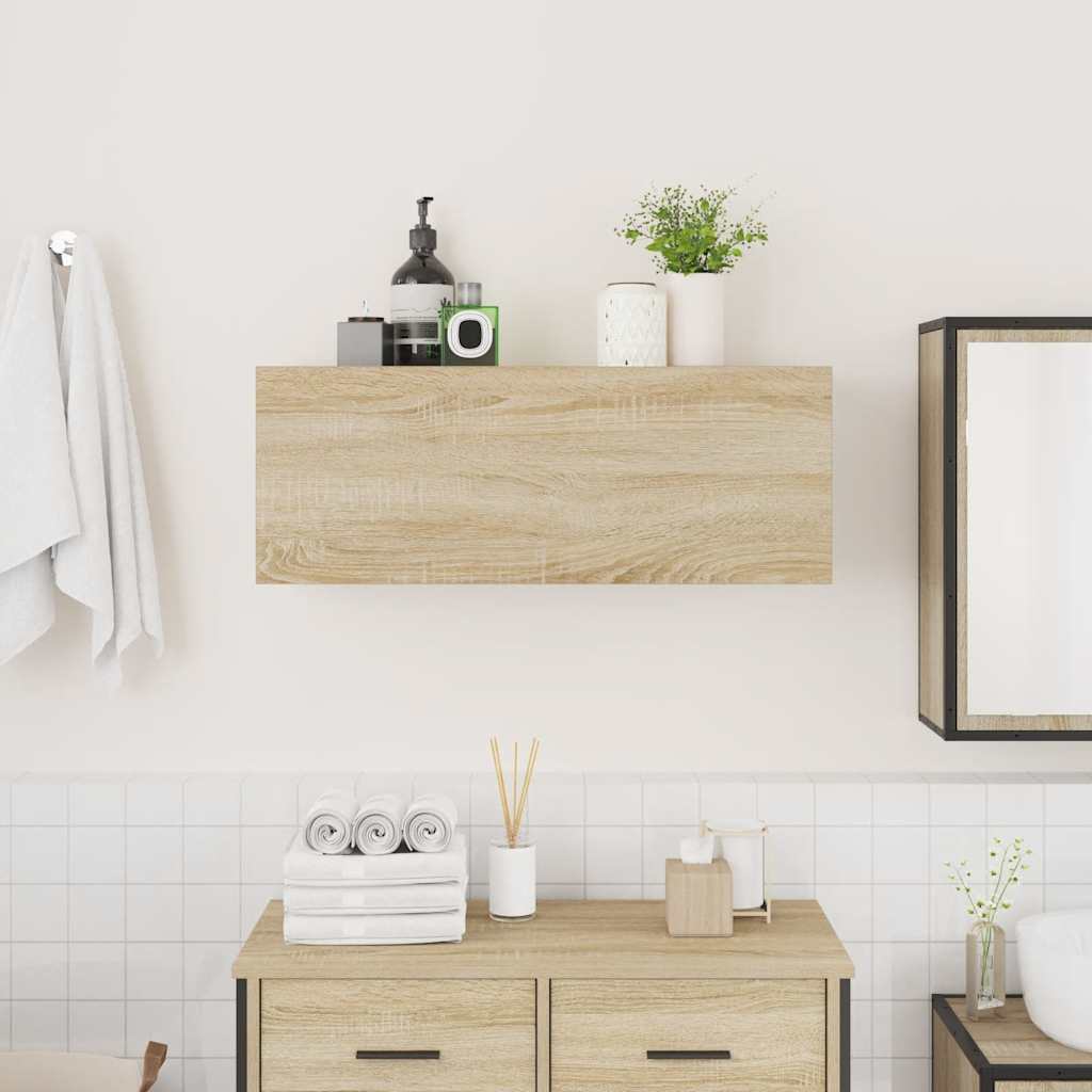Meuble mural de salle de bain chêne Sonoma 80x25x30 cm matériau bois