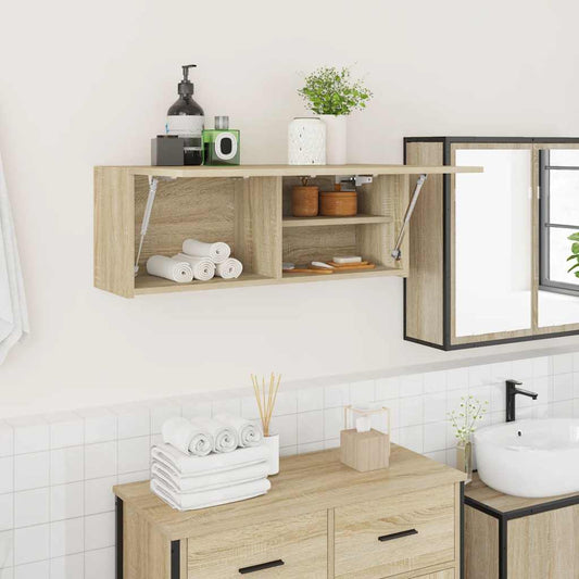 Meuble mural de salle de bain chêne Sonoma 80x25x30 cm matériau bois
