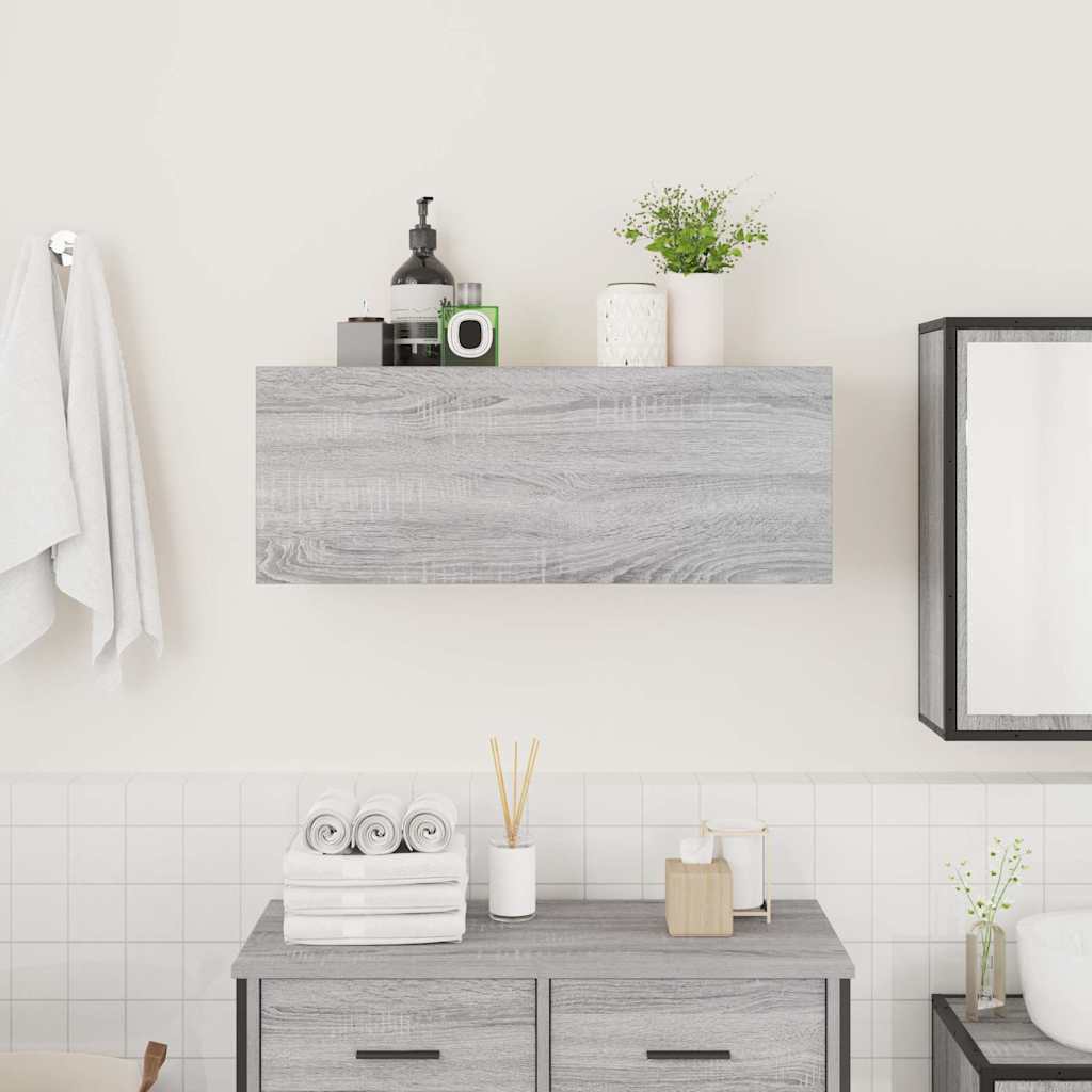 Meuble mural de salle de bain Sonoma gris 80x25x30 cm en bois