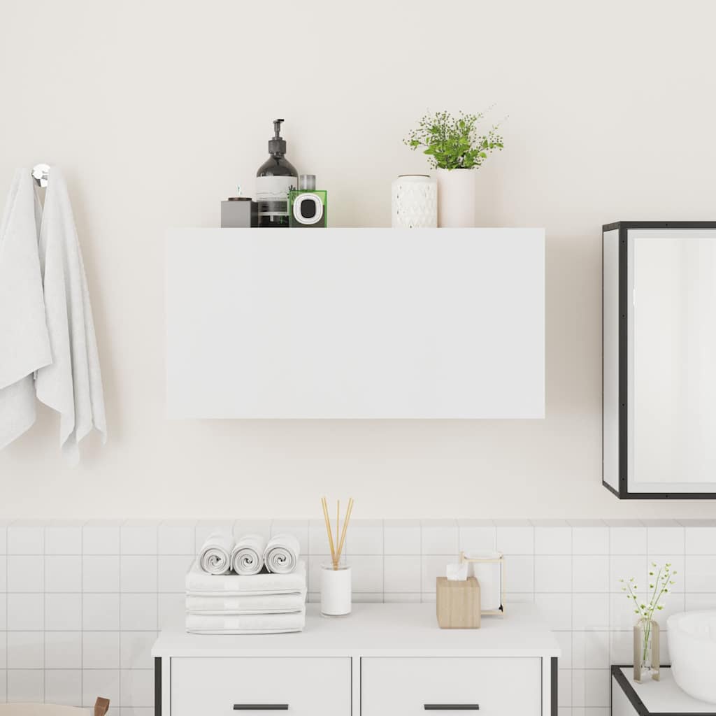 Armoire murale de salle de bain blanche 80x25x40 cm en bois
