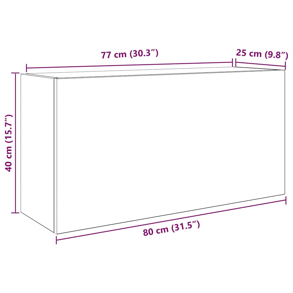 Armoire murale de salle de bain noire 80x25x40 cm en bois