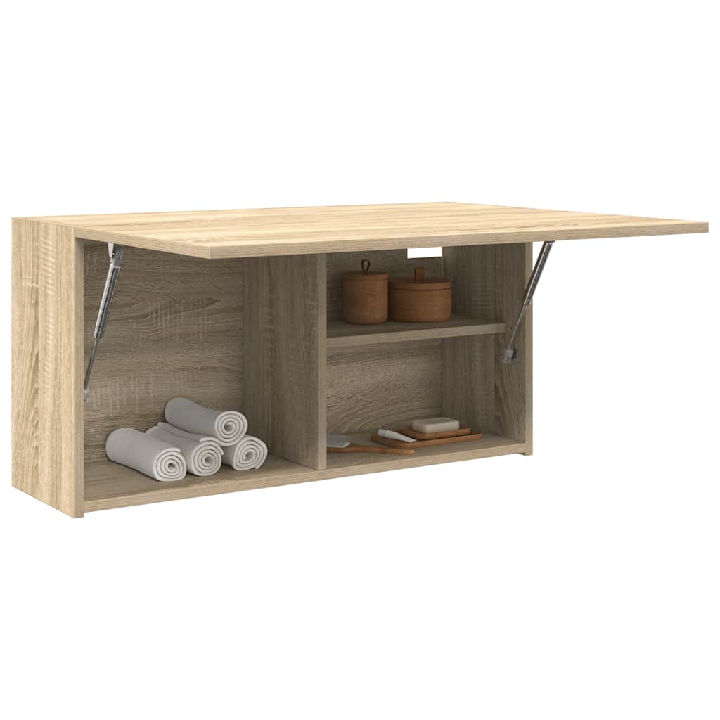 Meuble mural de salle de bain chêne Sonoma 80x25x40 cm matériau bois