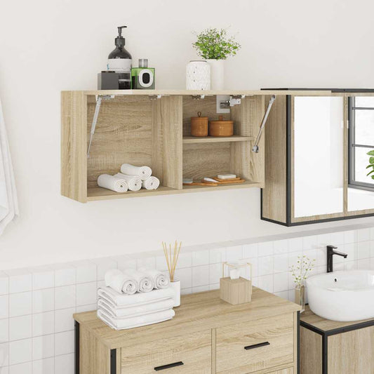 Meuble mural de salle de bain chêne Sonoma 80x25x40 cm matériau bois