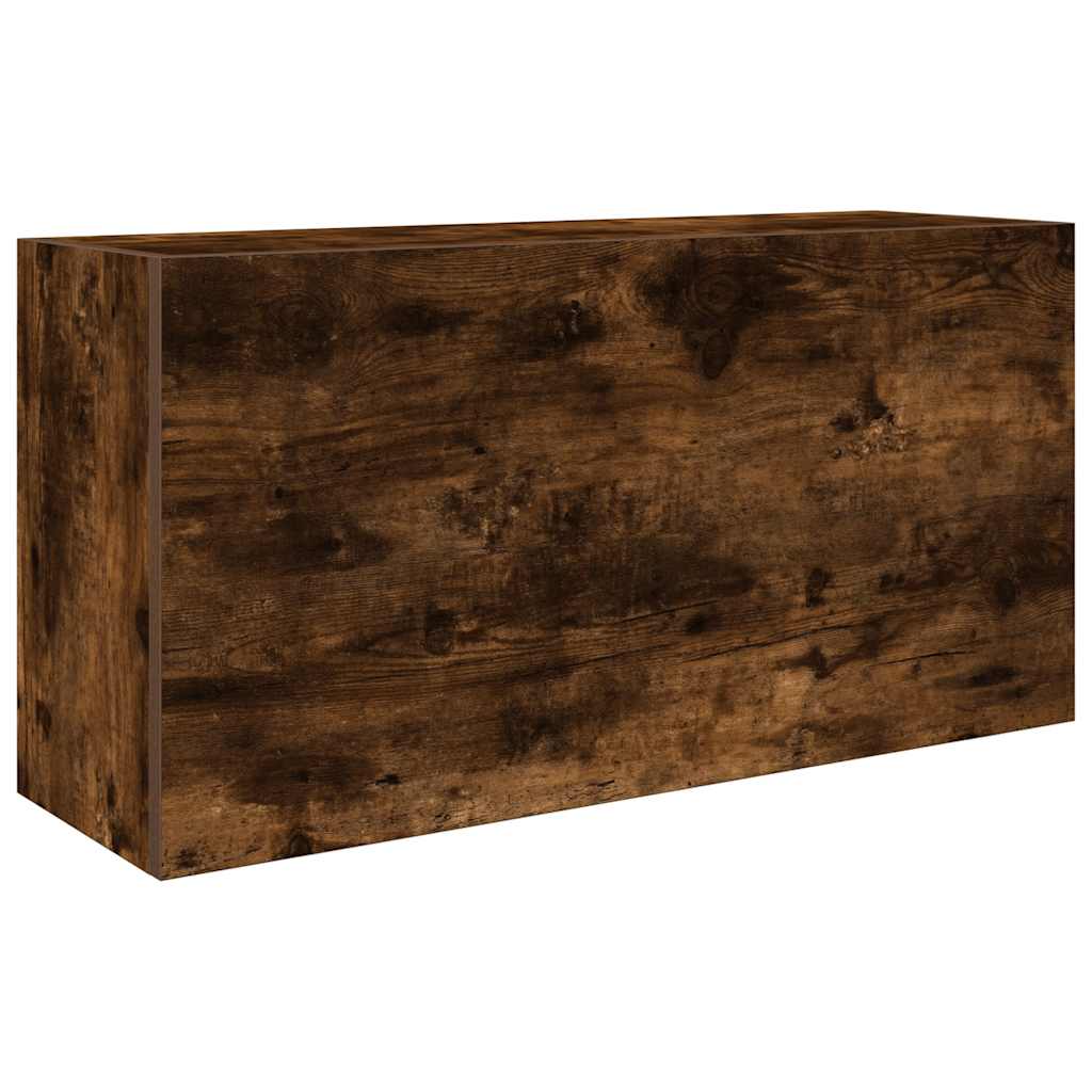 Meuble mural de salle de bain chêne fumé 80x25x40 cm matériau bois