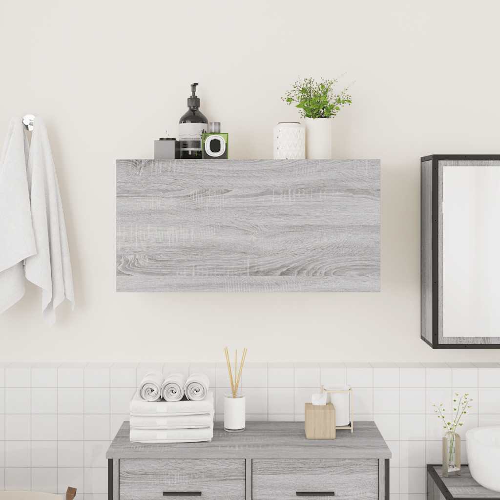 Meuble mural de salle de bain Sonoma gris 80x25x40 cm en bois