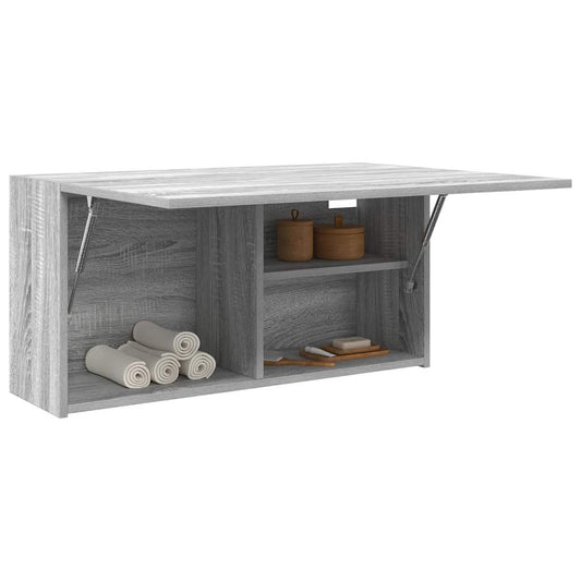 Meuble mural de salle de bain Sonoma gris 80x25x40 cm en bois