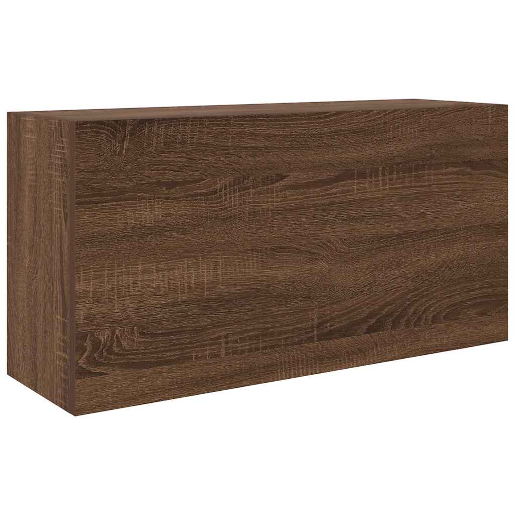 Armoire murale de salle de bain aspect chêne marron 80x25x40 cm matériau bois