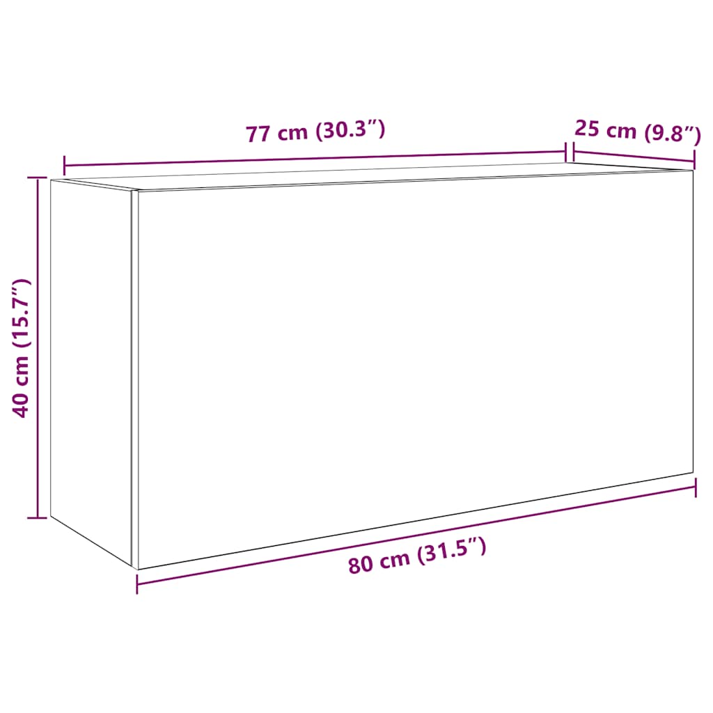 Armoire murale de salle de bain aspect chêne marron 80x25x40 cm matériau bois