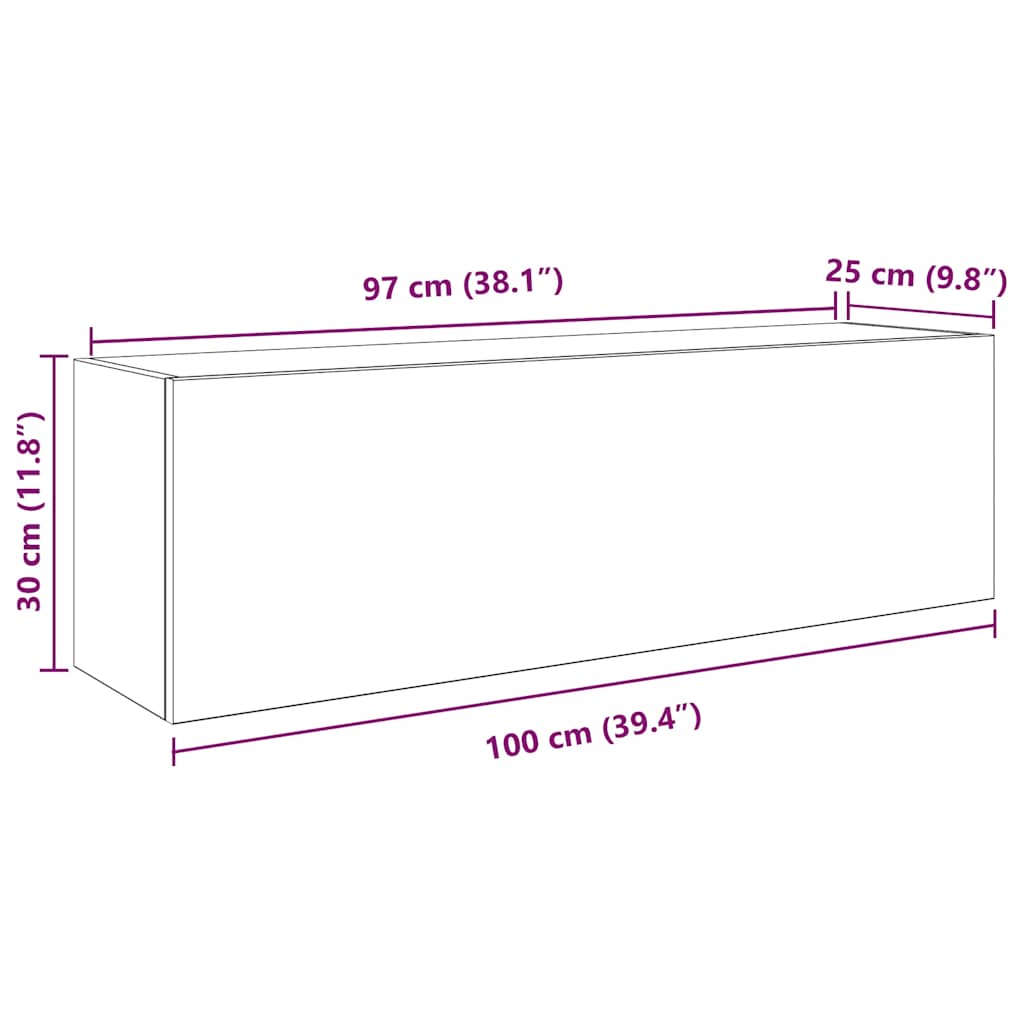 Bad-Wandschrank Sonoma-Eiche 100x25x30 cm Holzwerkstoff