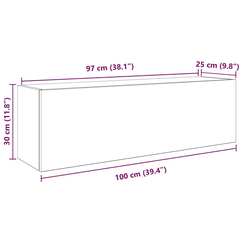 Armoire murale de salle de bain gris béton 100x25x30 cm en bois