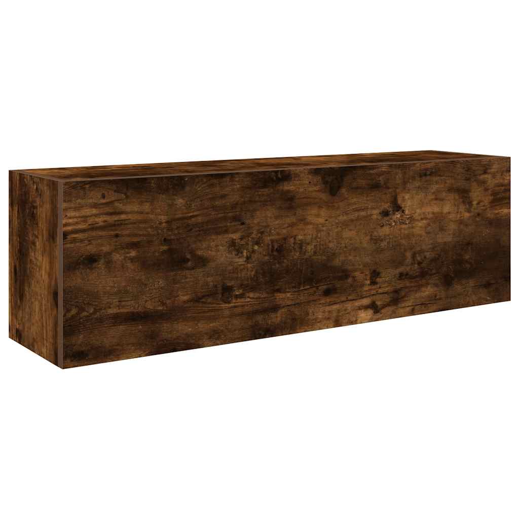 Meuble mural de salle de bain chêne fumé 100x25x30 cm matériau bois