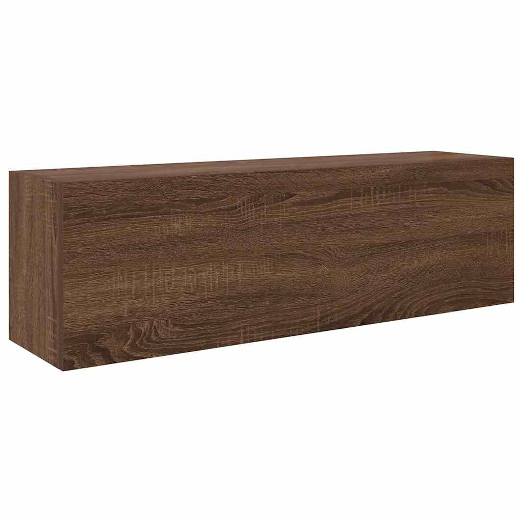 Armoire murale de salle de bain aspect chêne marron 100x25x30 cm matériau bois