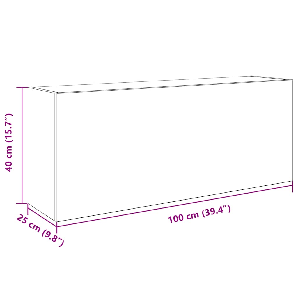 Meuble mural de salle de bain chêne fumé 100x25x40 cm matériau bois