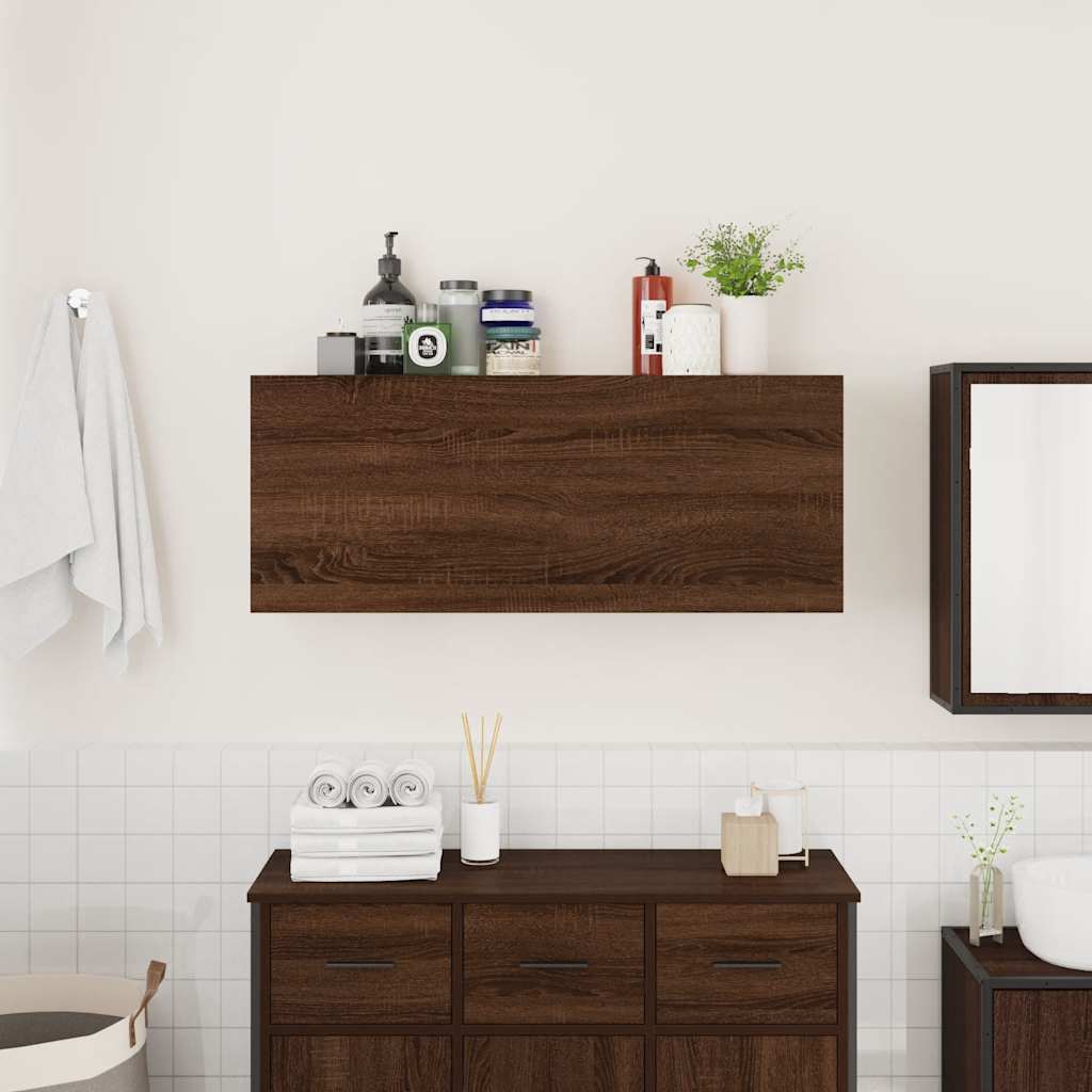 Armoire murale de salle de bain aspect chêne marron 100x25x40 cm matériau bois