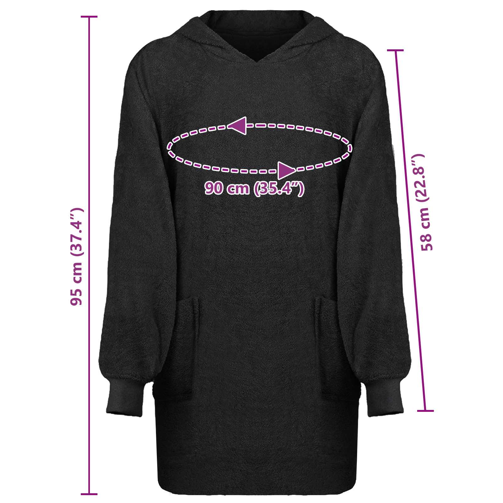 Decken-Hoodie KINN Schwarz L Baumwolle