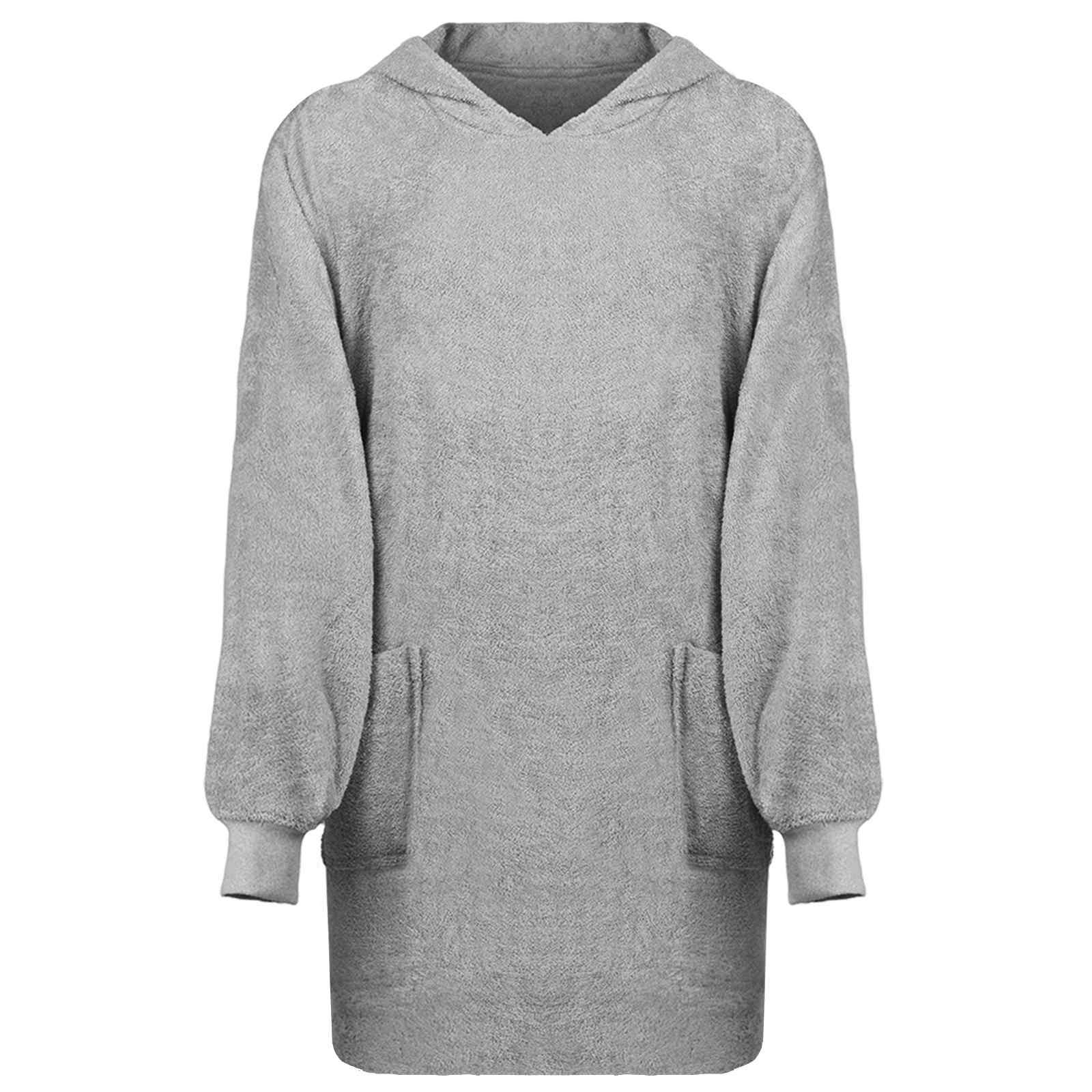 Decken-Hoodie KINN Grau L Baumwolle