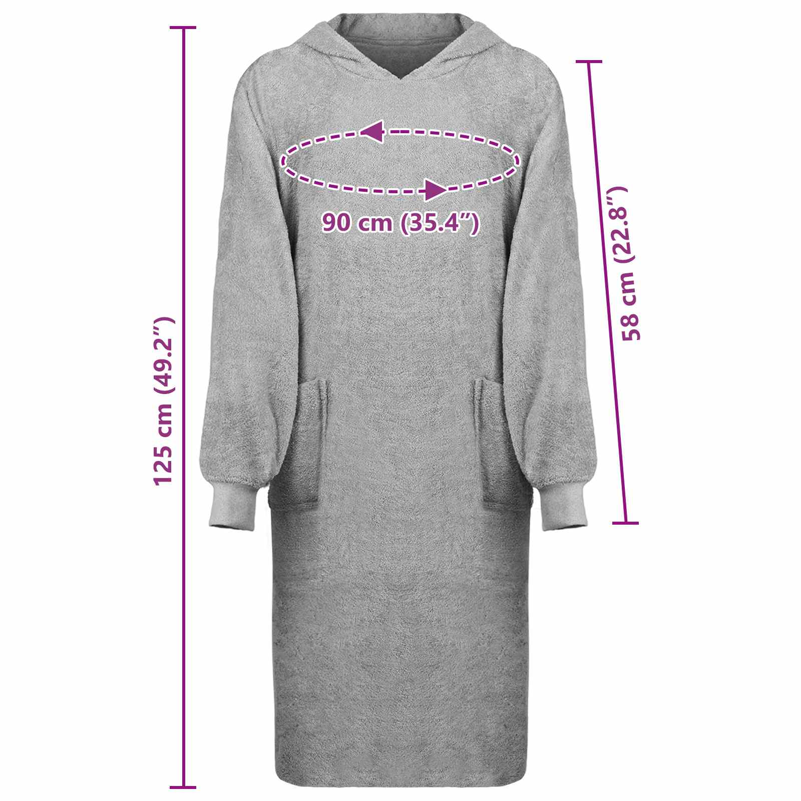 Decken-Hoodie KINN Grau XL Baumwolle