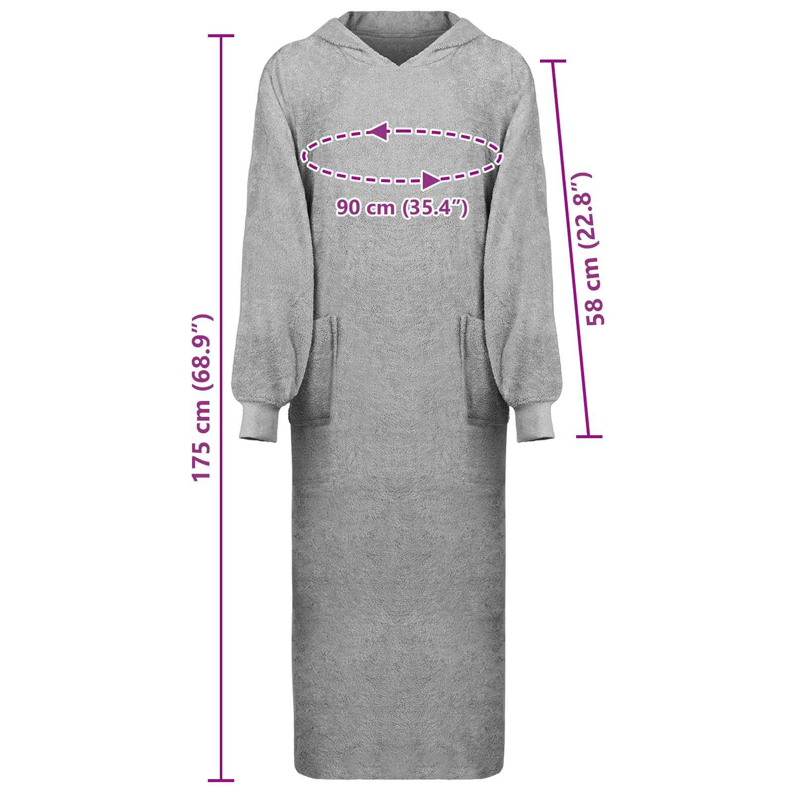 Decken-Hoodie KINN Grau XXL Baumwolle