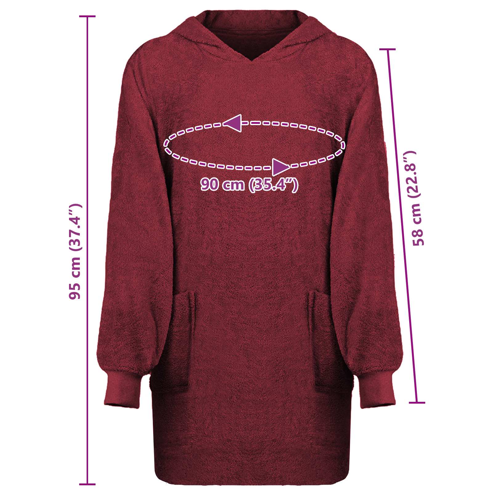 Decken-Hoodie KINN Rot L Baumwolle