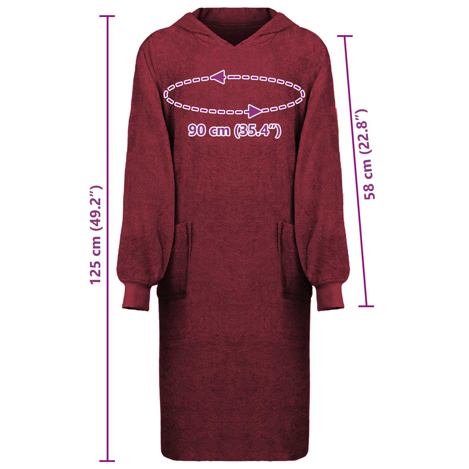 Decken-Hoodie KINN Rot XL Baumwolle