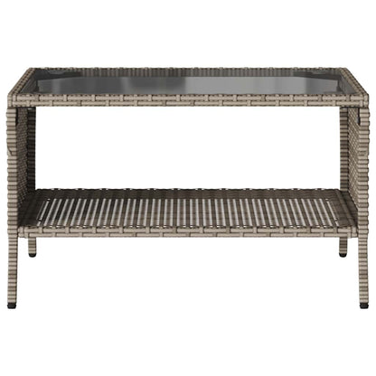 Gartensofa 2-Sitzer mit Kissen & Tisch Grau Poly Rattan