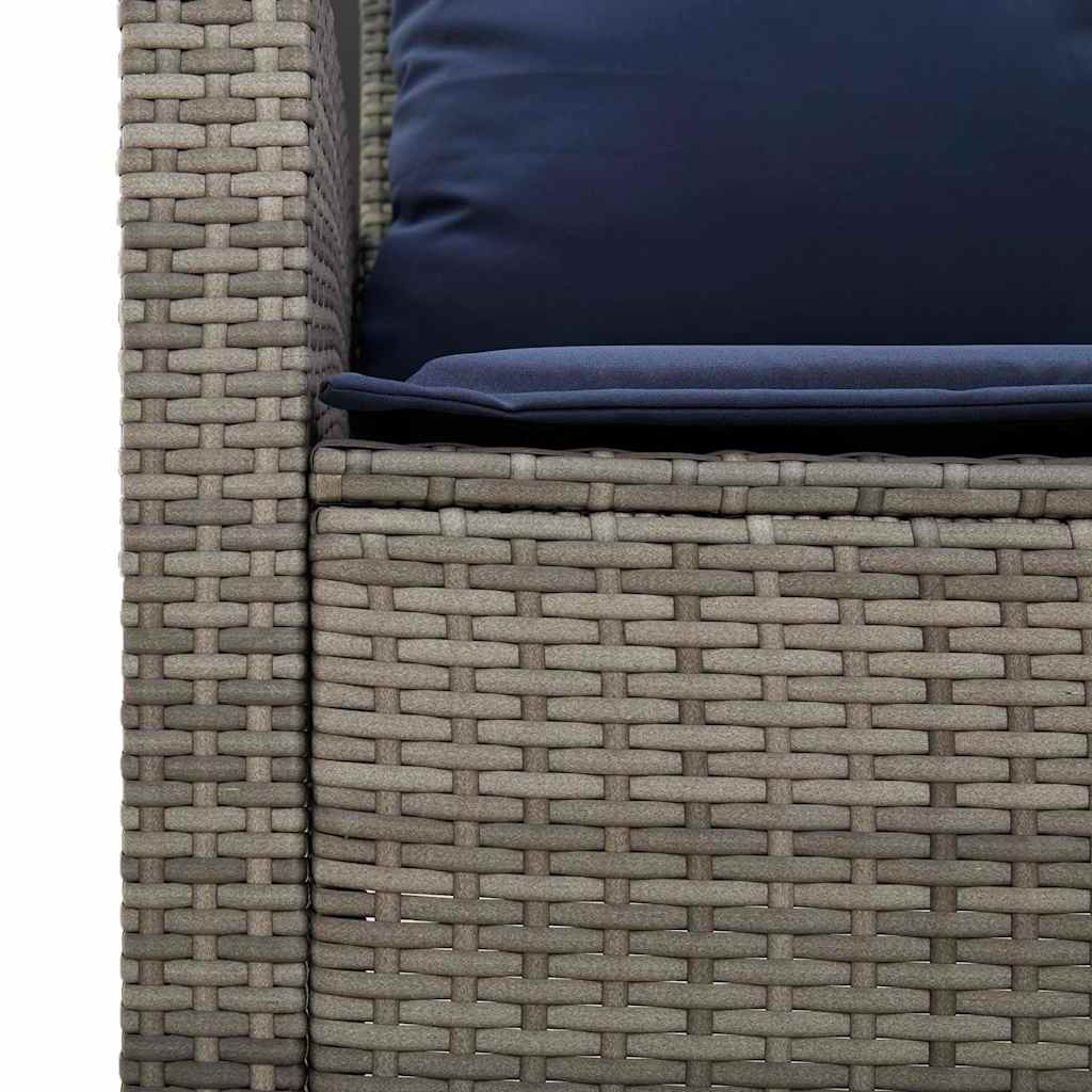 Gartensofa 2-Sitzer mit Kissen & Tisch Grau Poly Rattan