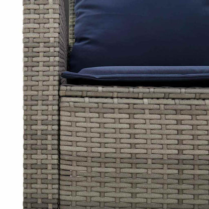 Gartensofa 2-Sitzer mit Kissen & Tisch Grau Poly Rattan