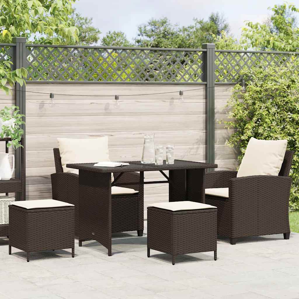 4-tlg. Garten-Sofagarnitur mit Kissen Braun Poly Rattan