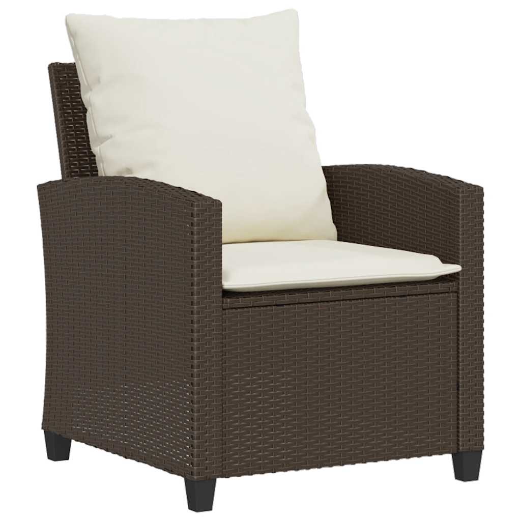 4-tlg. Garten-Sofagarnitur mit Kissen Braun Poly Rattan
