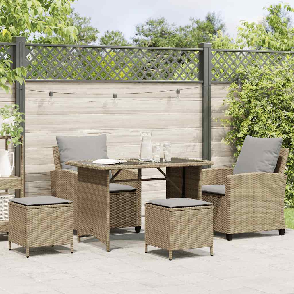 4-tlg. Garten-Sofagarnitur mit Kissen Beige Poly Rattan