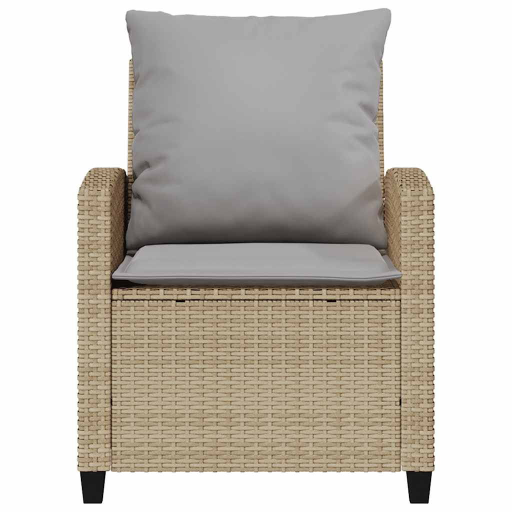 4-tlg. Garten-Sofagarnitur mit Kissen Beige Poly Rattan