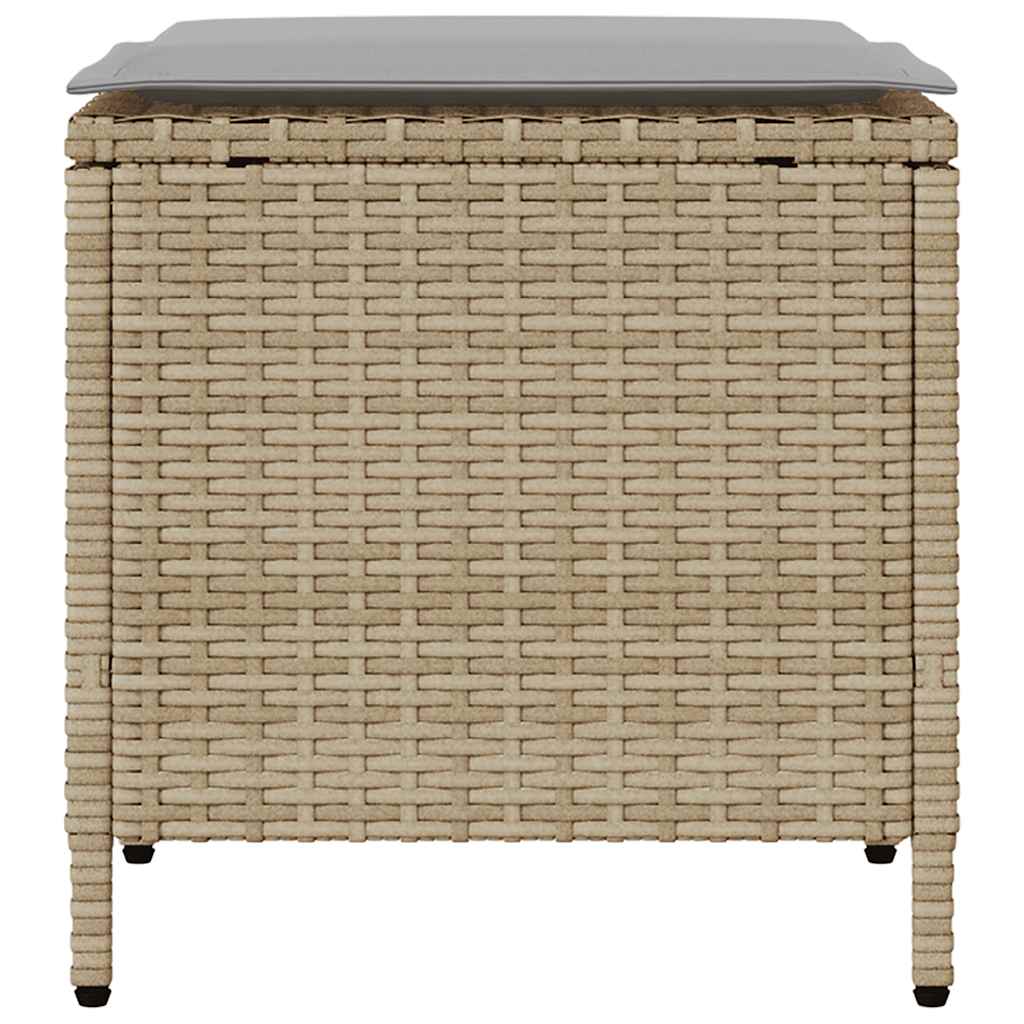 4-tlg. Garten-Sofagarnitur mit Kissen Beige Poly Rattan