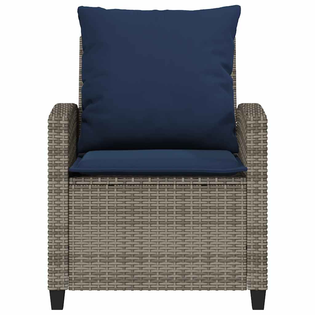 4-tlg. Garten-Sofagarnitur mit Kissen Grau Poly Rattan