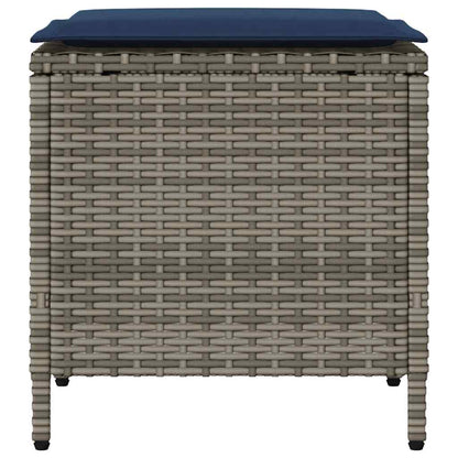 4-tlg. Garten-Sofagarnitur mit Kissen Grau Poly Rattan