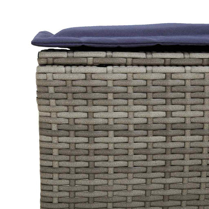 4-tlg. Garten-Sofagarnitur mit Kissen Grau Poly Rattan