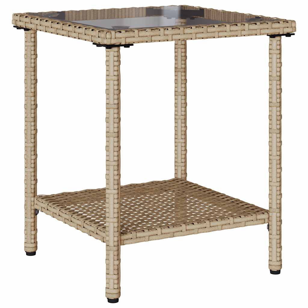 Gartensofa in L-Form mit Tisch und Kissen Beige Poly Rattan