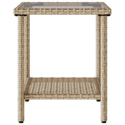 Gartensofa in L-Form mit Tisch und Kissen Beige Poly Rattan