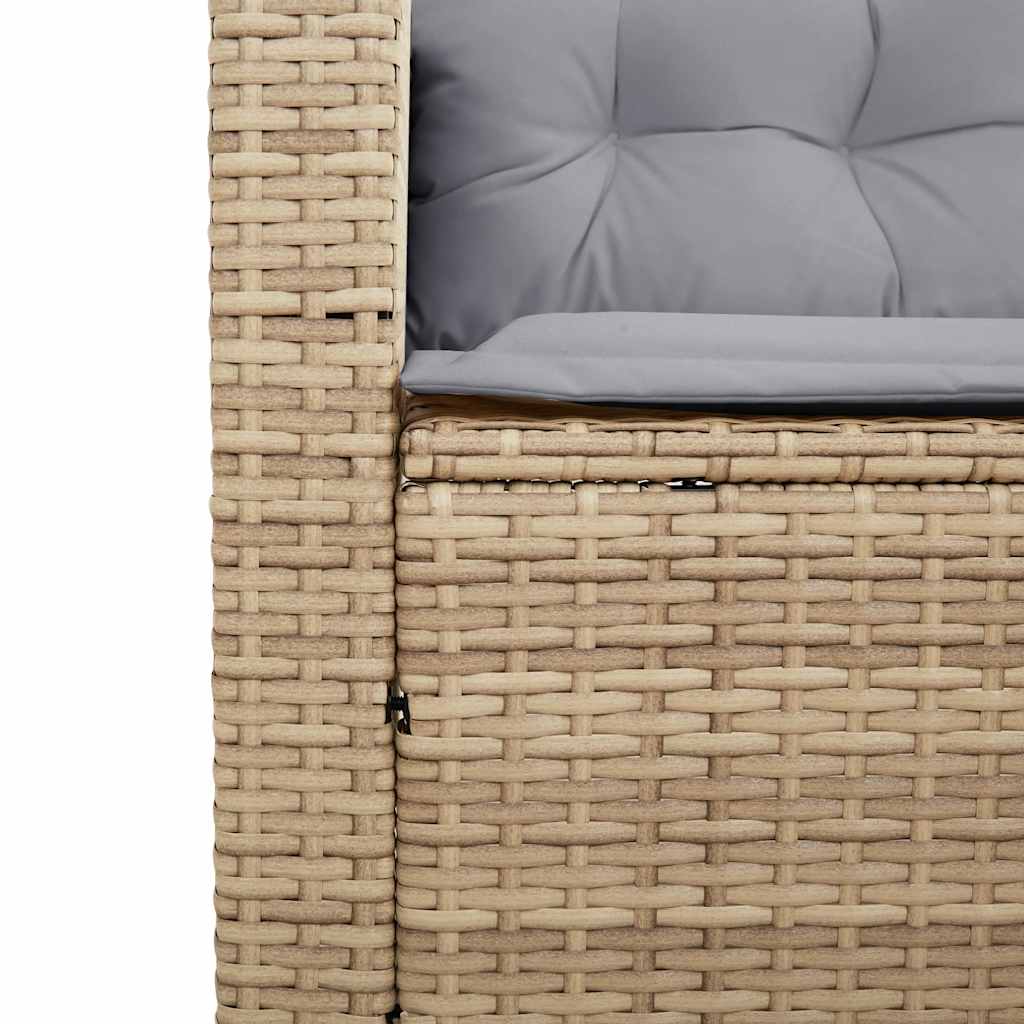 Gartensofa in L-Form mit Tisch und Kissen Beige Poly Rattan