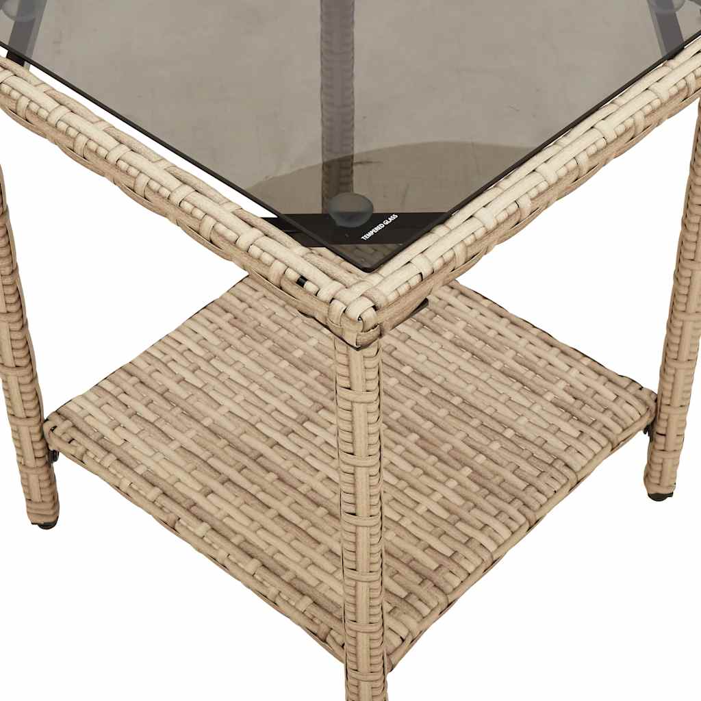 Gartensofa in L-Form mit Tisch und Kissen Beige Poly Rattan