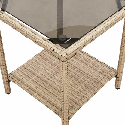 Gartensofa in L-Form mit Tisch und Kissen Beige Poly Rattan