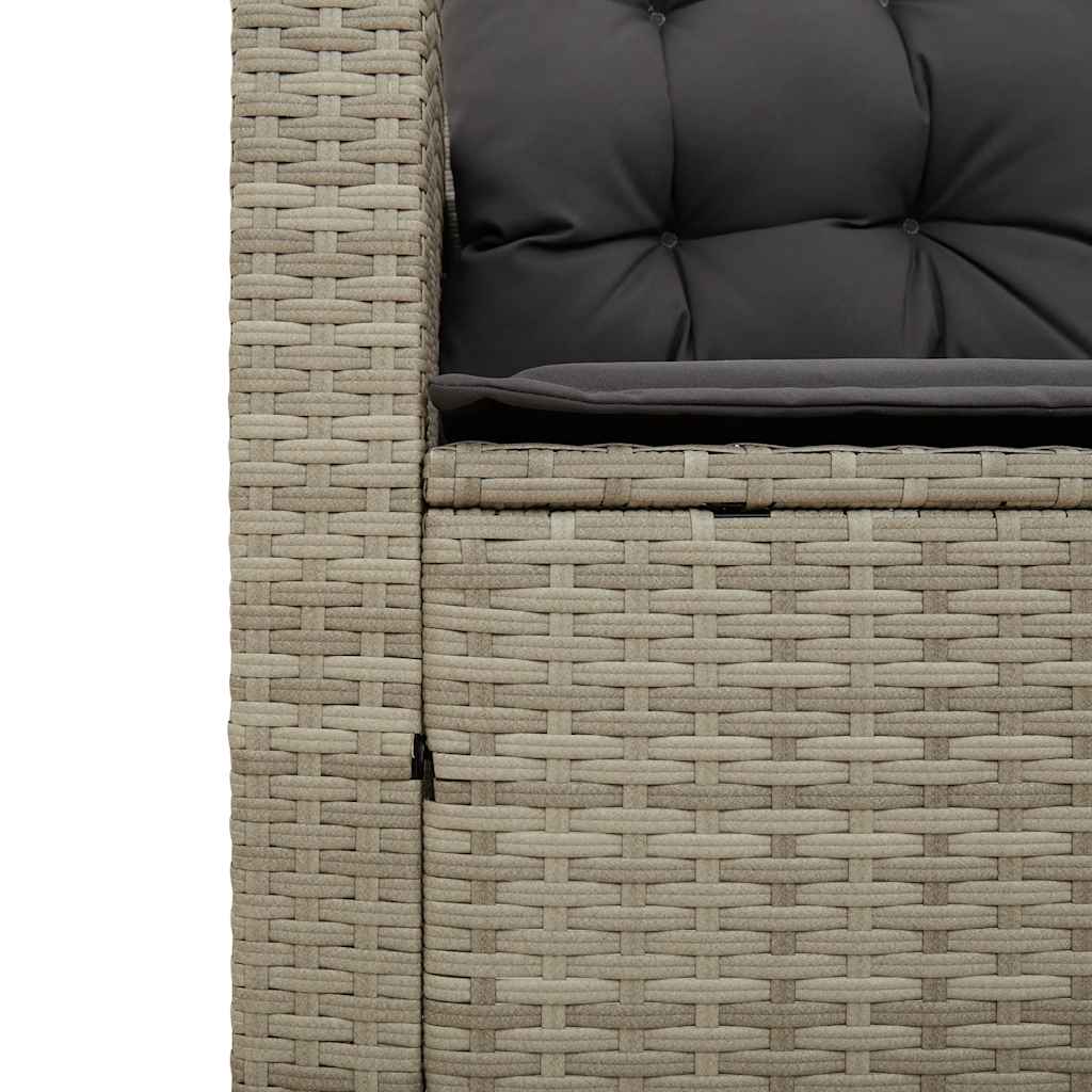 Gartensofa in L-Form mit Tisch und Kissen Hellgrau Poly Rattan