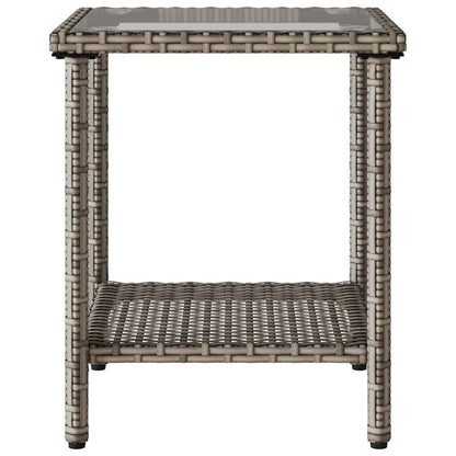 Gartensofa in L-Form mit Tisch und Kissen Grau Poly Rattan