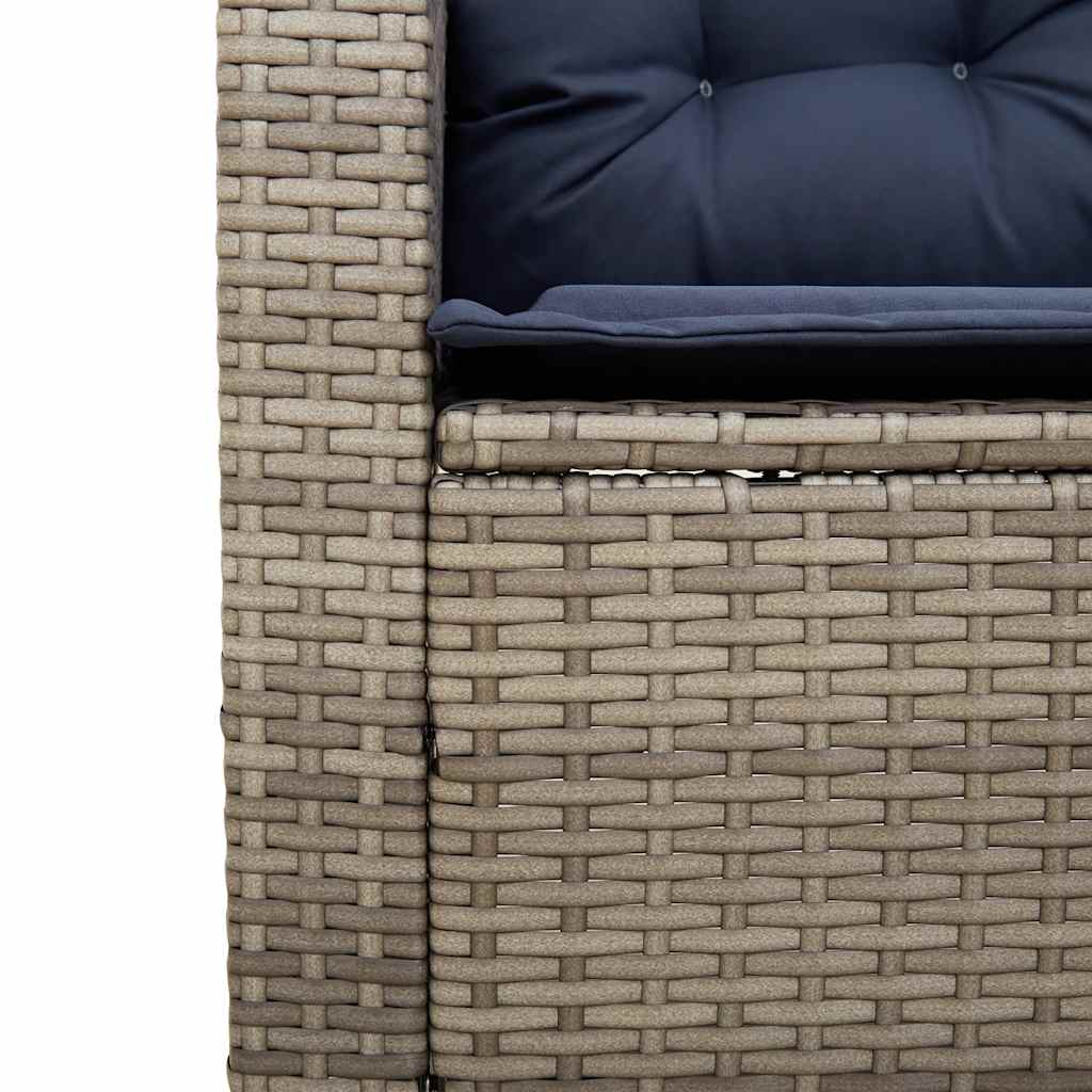 Gartensofa in L-Form mit Tisch und Kissen Grau Poly Rattan