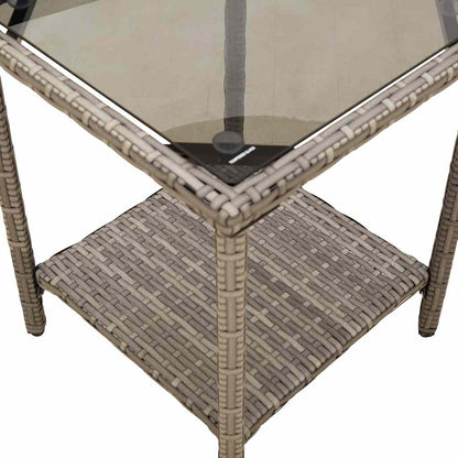 Gartensofa in L-Form mit Tisch und Kissen Grau Poly Rattan