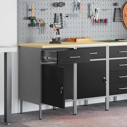 Werkbank mit Speicher 2 stk. Schwarz und Grau 100 x 55 x 85 cm