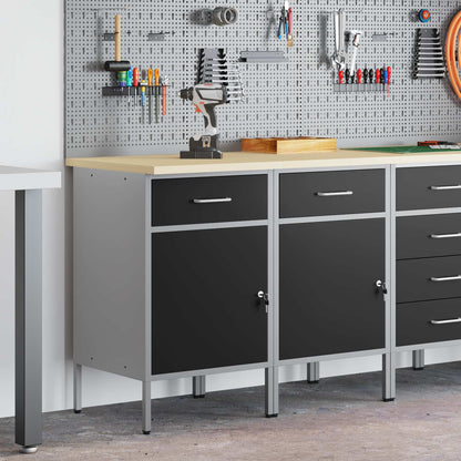 Werkbank mit Speicher 2 stk. Schwarz und Grau 100 x 55 x 85 cm