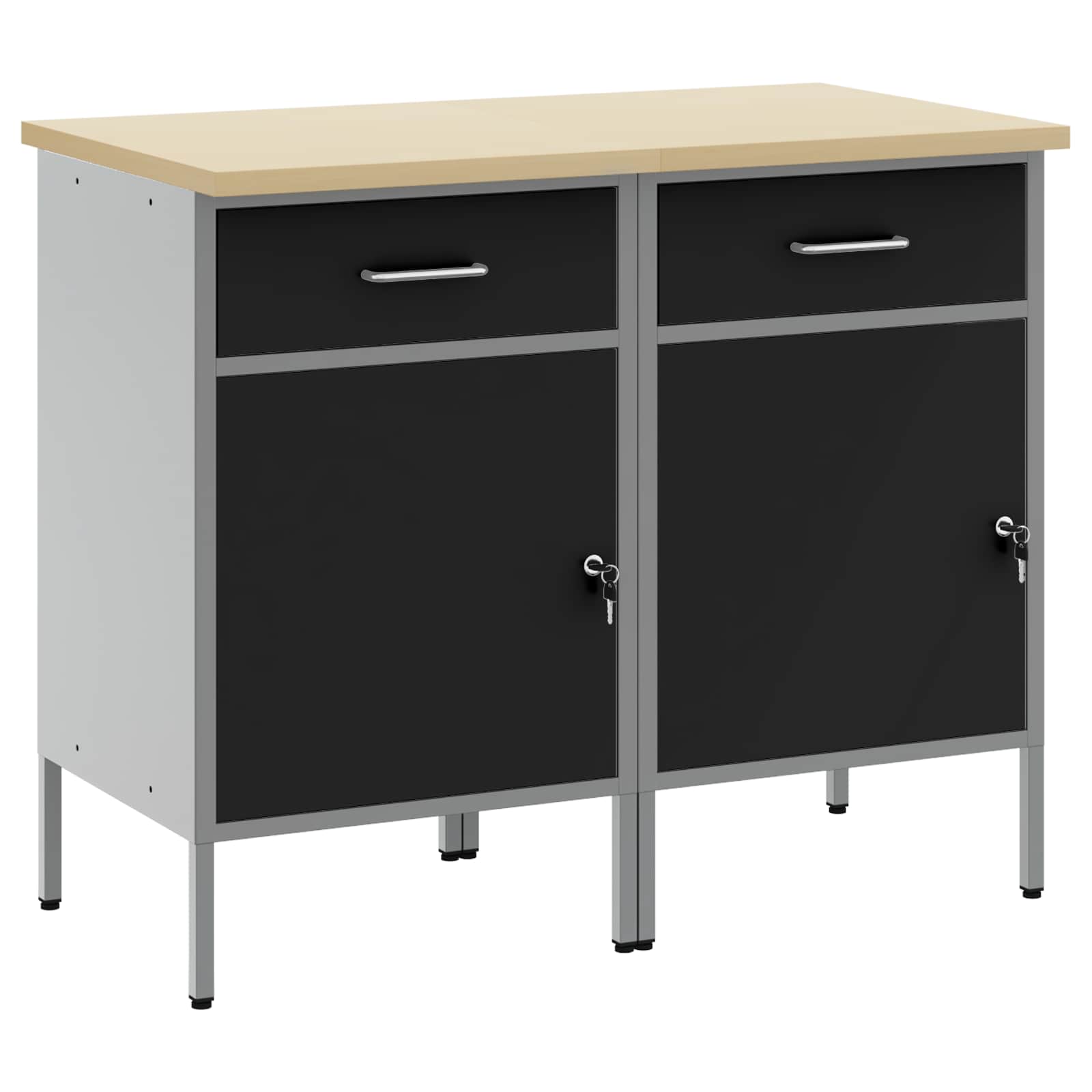 Werkbank mit Speicher 2 stk. Schwarz und Grau 100 x 55 x 85 cm