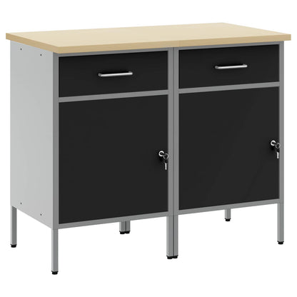 Werkbank mit Speicher 2 stk. Schwarz und Grau 100 x 55 x 85 cm